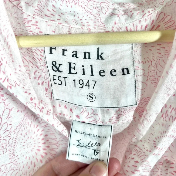 Frank & Eileen "Eileen" Classic Linen Relaxed Button-Up Floral Shirt Size Small - Picture 4 of 11